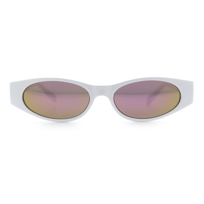 Womens Oval Color Mirror Rectangle Retro 90s Thick Temple Sunglasses