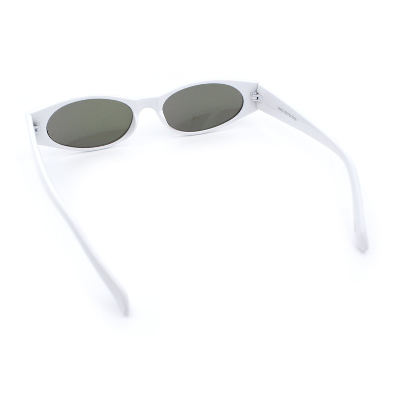 Womens Oval Color Mirror Rectangle Retro 90s Thick Temple Sunglasses