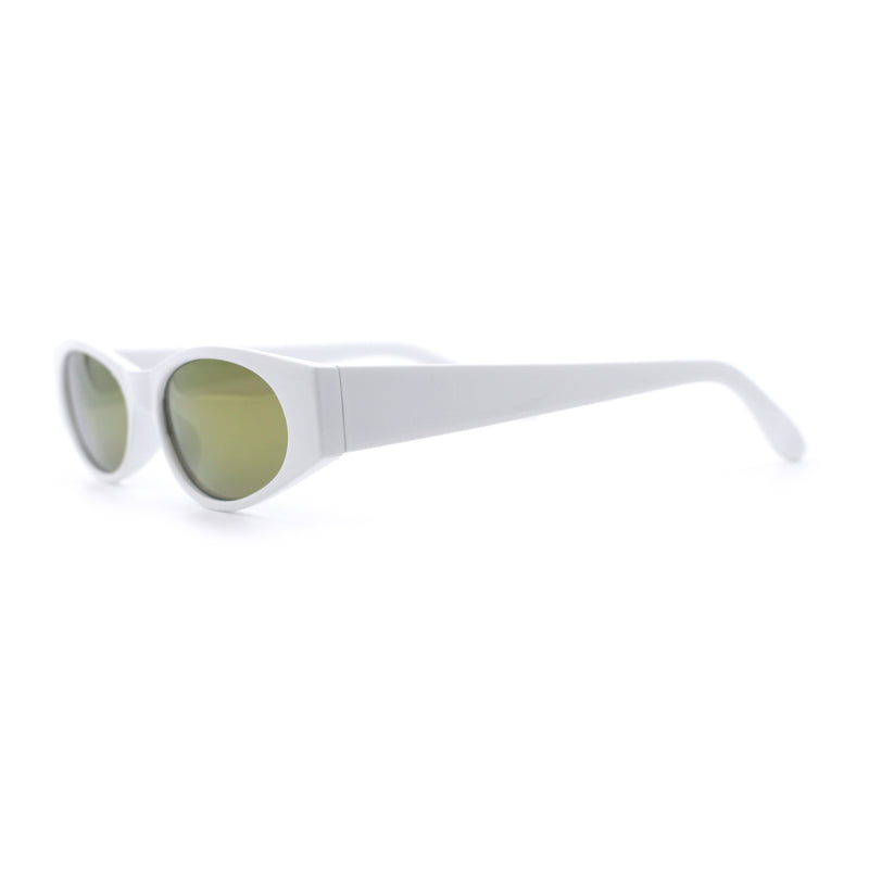 Womens Oval Color Mirror Rectangle Retro 90s Thick Temple Sunglasses