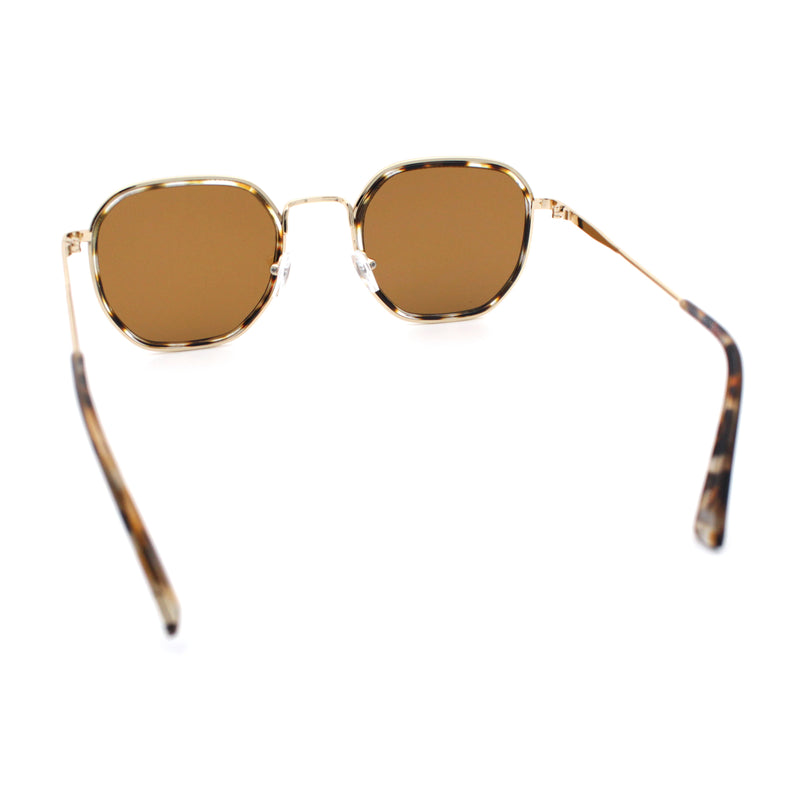 Double Rim Octagonal Classical Metal Rim Rectangular Hipster Sunglasses