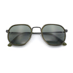 Double Rim Octagonal Classical Metal Rim Rectangular Hipster Sunglasses