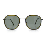 Double Rim Octagonal Classical Metal Rim Rectangular Hipster Sunglasses