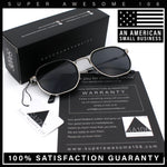 Double Rim Octagonal Classical Metal Rim Rectangular Hipster Sunglasses