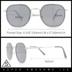 Double Rim Octagonal Classical Metal Rim Rectangular Hipster Sunglasses