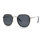 Double Rim Octagonal Classical Metal Rim Rectangular Hipster Sunglasses
