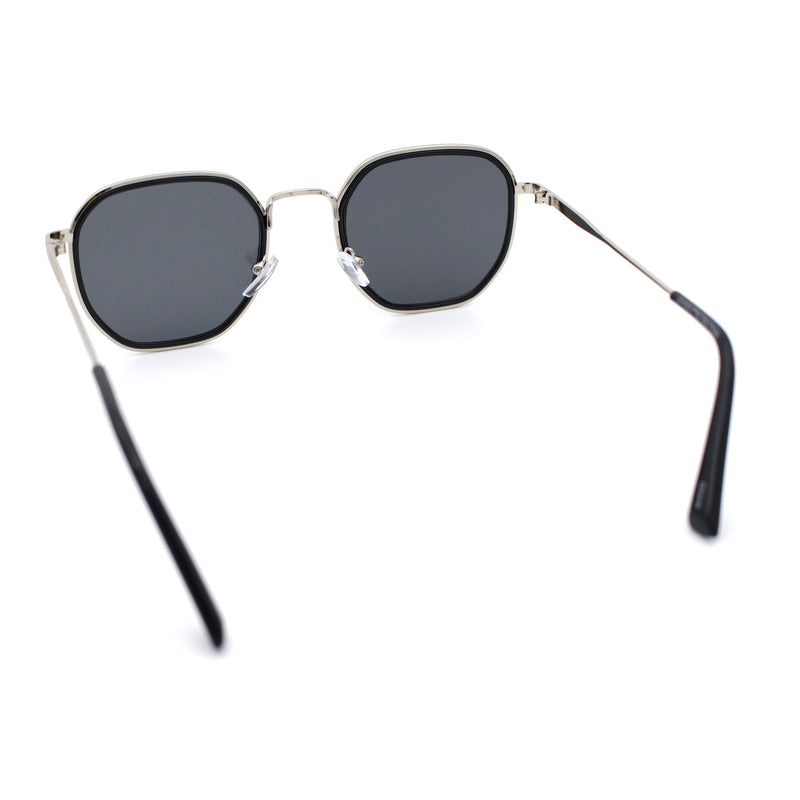 Double Rim Octagonal Classical Metal Rim Rectangular Hipster Sunglasses
