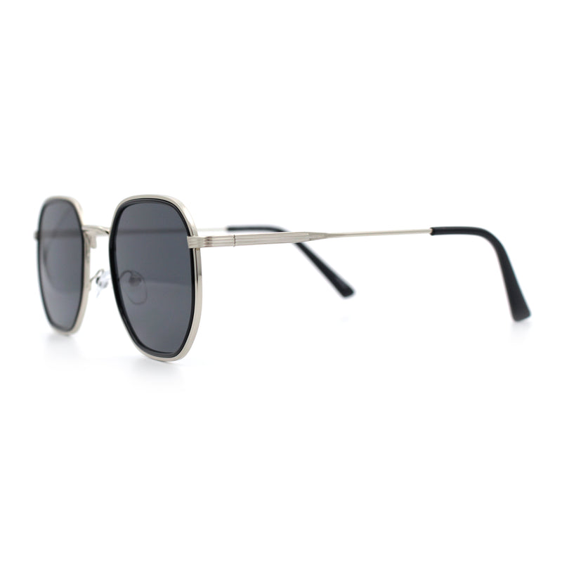 Double Rim Octagonal Classical Metal Rim Rectangular Hipster Sunglasses