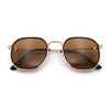 Double Rim Octagonal Classical Metal Rim Rectangular Hipster Sunglasses