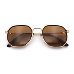 Double Rim Octagonal Classical Metal Rim Rectangular Hipster Sunglasses