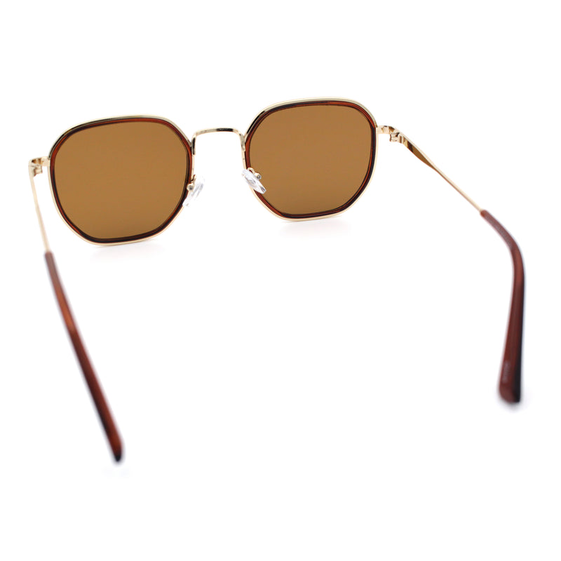 Double Rim Octagonal Classical Metal Rim Rectangular Hipster Sunglasses
