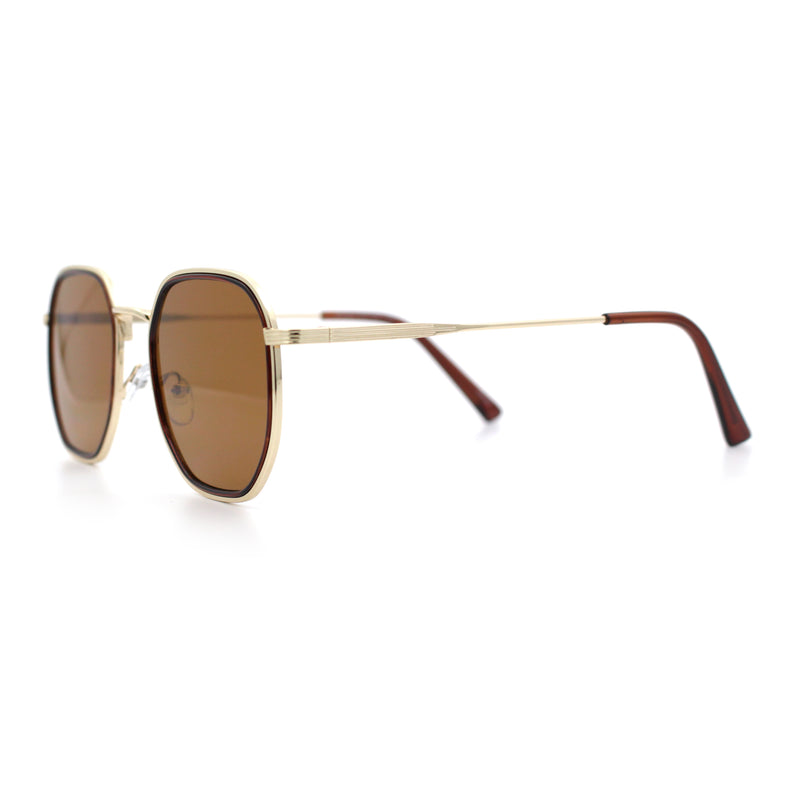 Double Rim Octagonal Classical Metal Rim Rectangular Hipster Sunglasses