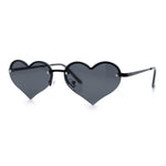 Womens Hippie Bubbly Heart Shape Half Rim Metal Lolita Sunglasses