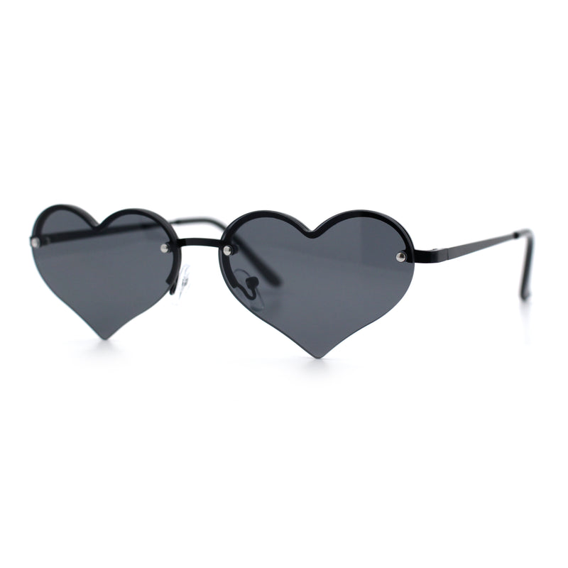 Womens Hippie Bubbly Heart Shape Half Rim Metal Lolita Sunglasses