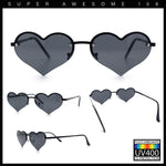 Womens Hippie Bubbly Heart Shape Half Rim Metal Lolita Sunglasses