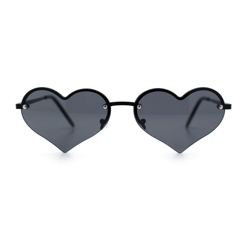 Womens Hippie Bubbly Heart Shape Half Rim Metal Lolita Sunglasses