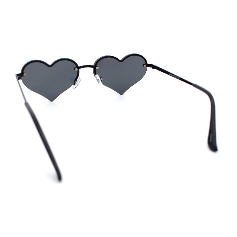 Womens Hippie Bubbly Heart Shape Half Rim Metal Lolita Sunglasses