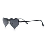 Womens Hippie Bubbly Heart Shape Half Rim Metal Lolita Sunglasses
