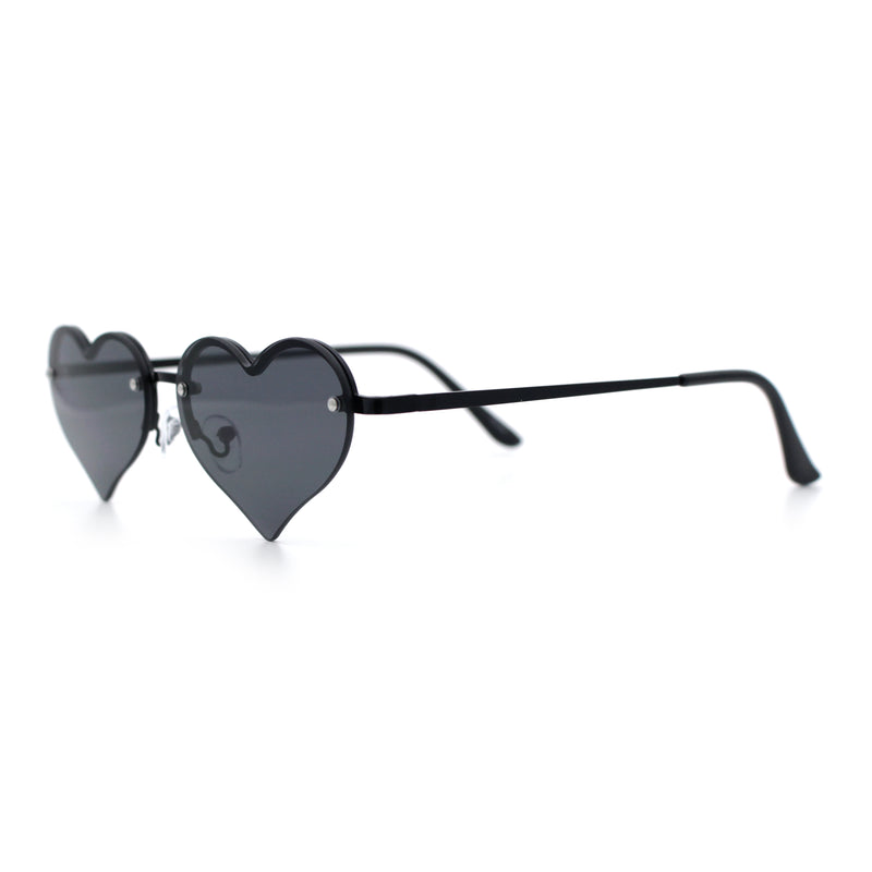 Womens Hippie Bubbly Heart Shape Half Rim Metal Lolita Sunglasses