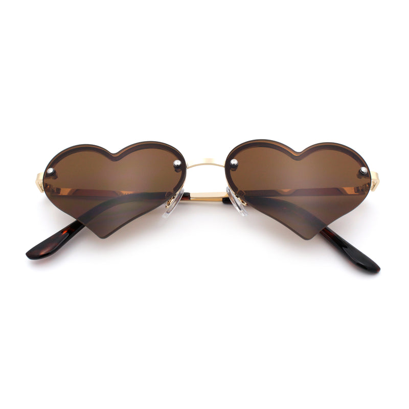 Womens Hippie Bubbly Heart Shape Half Rim Metal Lolita Sunglasses