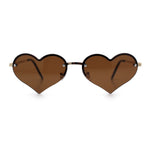 Womens Hippie Bubbly Heart Shape Half Rim Metal Lolita Sunglasses