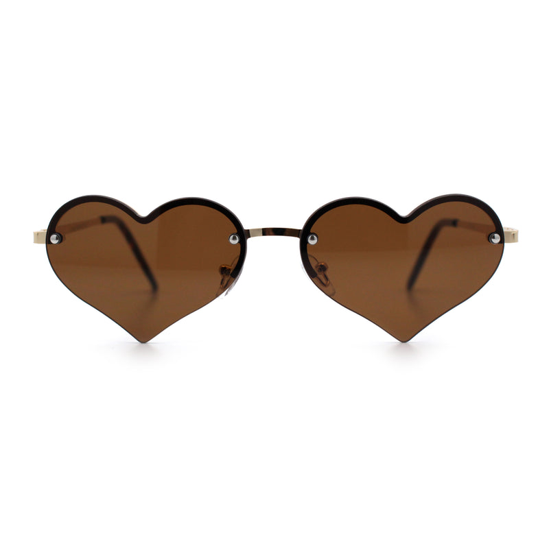 Womens Hippie Bubbly Heart Shape Half Rim Metal Lolita Sunglasses