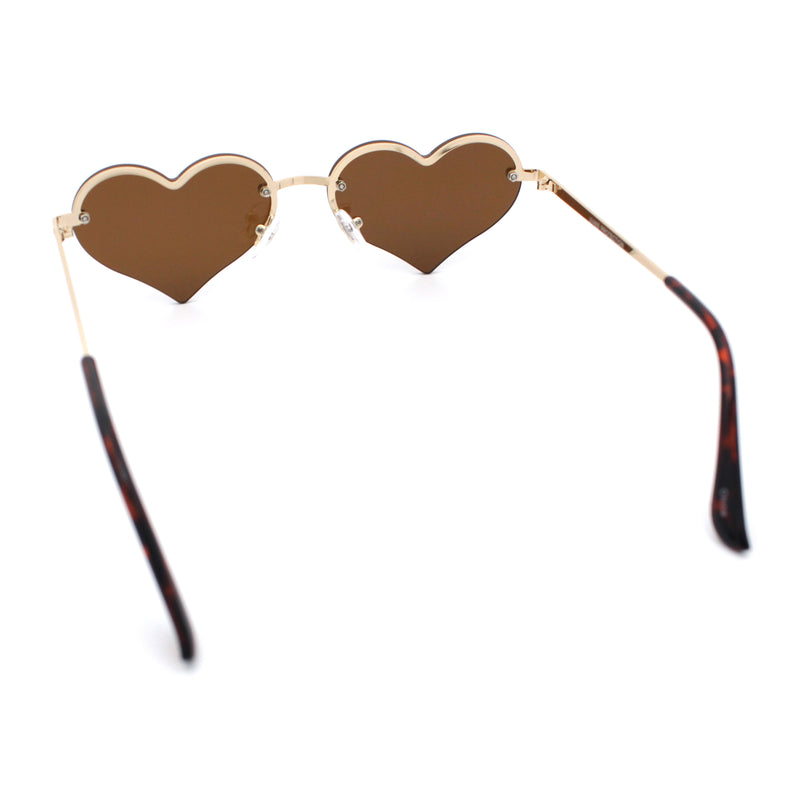 Womens Hippie Bubbly Heart Shape Half Rim Metal Lolita Sunglasses