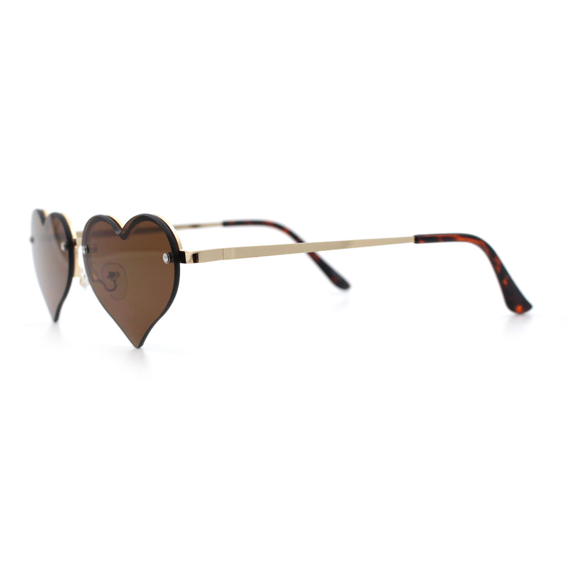 Womens Hippie Bubbly Heart Shape Half Rim Metal Lolita Sunglasses