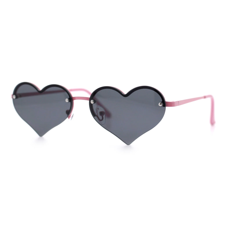 Womens Hippie Bubbly Heart Shape Half Rim Metal Lolita Sunglasses