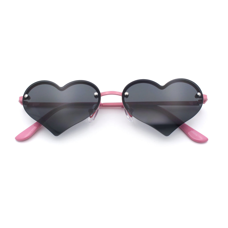 Womens Hippie Bubbly Heart Shape Half Rim Metal Lolita Sunglasses