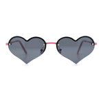 Womens Hippie Bubbly Heart Shape Half Rim Metal Lolita Sunglasses
