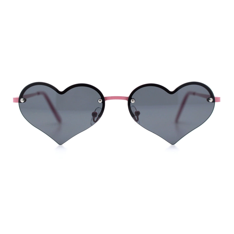Womens Hippie Bubbly Heart Shape Half Rim Metal Lolita Sunglasses