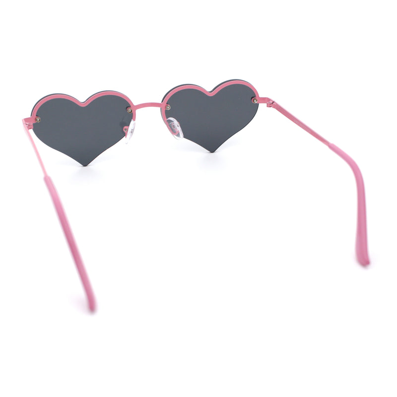 Womens Hippie Bubbly Heart Shape Half Rim Metal Lolita Sunglasses
