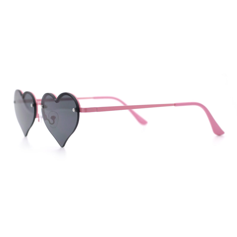 Womens Hippie Bubbly Heart Shape Half Rim Metal Lolita Sunglasses