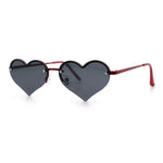Womens Hippie Bubbly Heart Shape Half Rim Metal Lolita Sunglasses