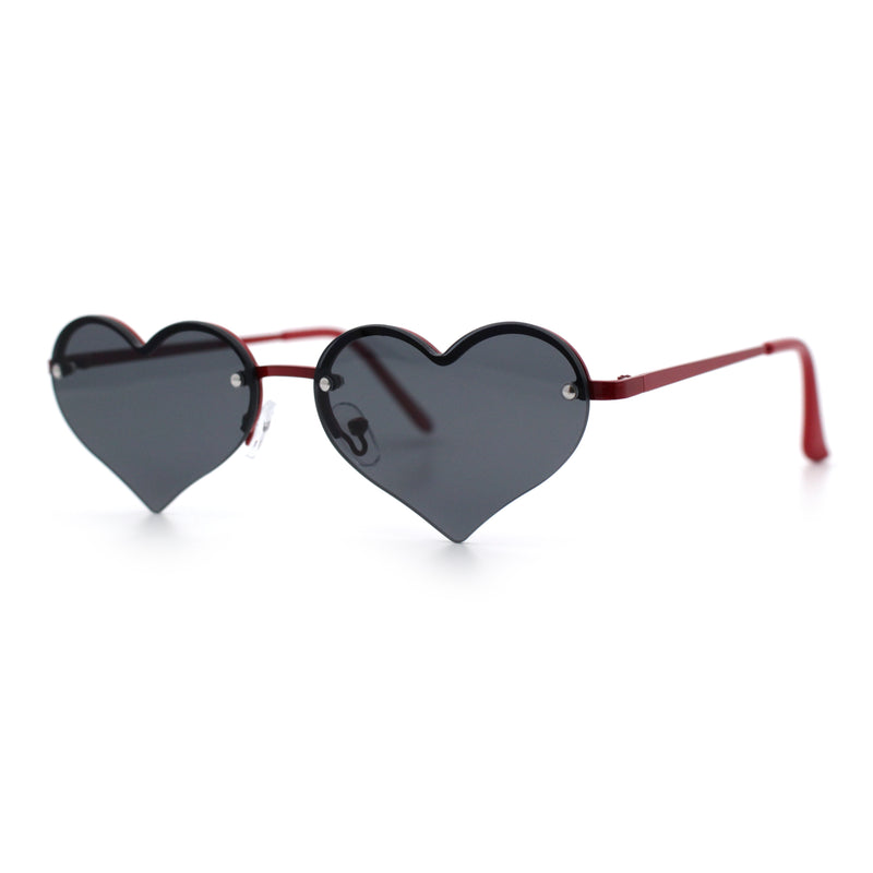 Womens Hippie Bubbly Heart Shape Half Rim Metal Lolita Sunglasses