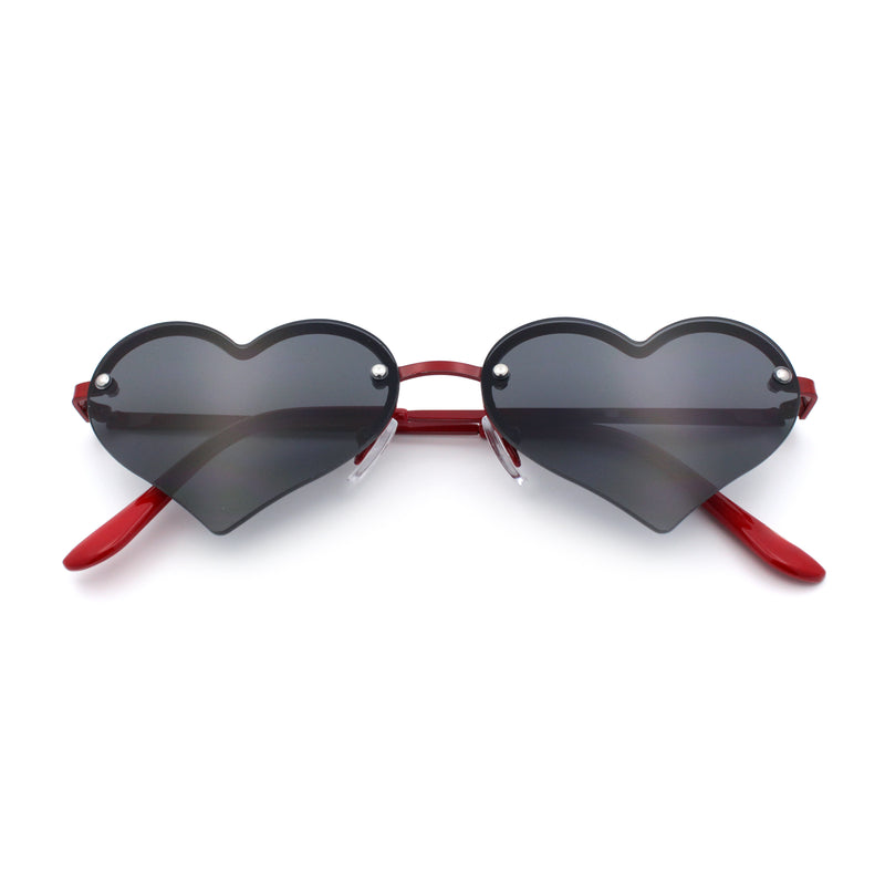 Womens Hippie Bubbly Heart Shape Half Rim Metal Lolita Sunglasses