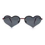 Womens Hippie Bubbly Heart Shape Half Rim Metal Lolita Sunglasses