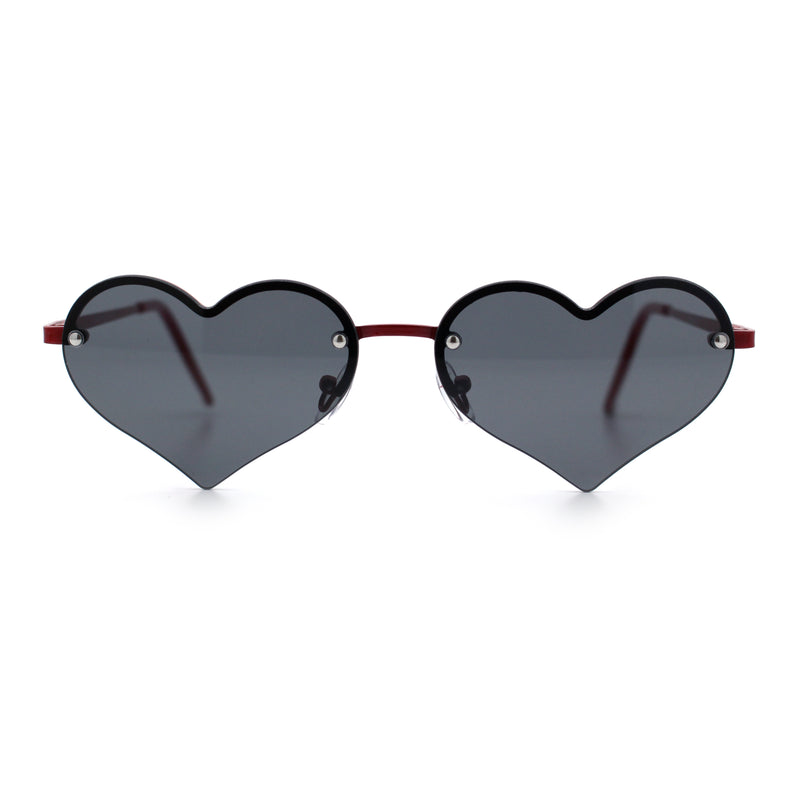 Womens Hippie Bubbly Heart Shape Half Rim Metal Lolita Sunglasses