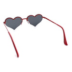 Womens Hippie Bubbly Heart Shape Half Rim Metal Lolita Sunglasses