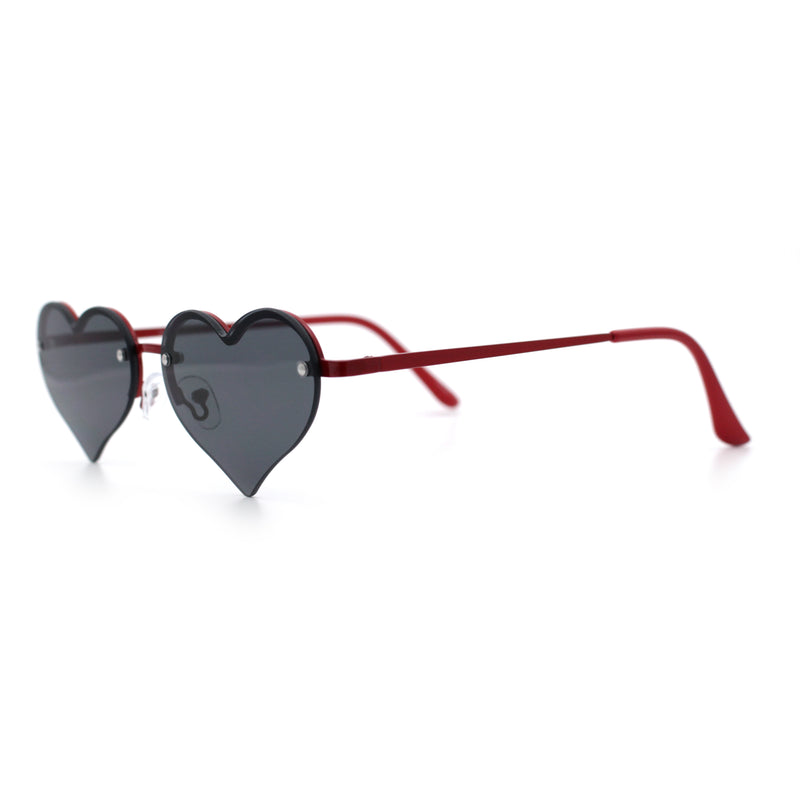 Womens Hippie Bubbly Heart Shape Half Rim Metal Lolita Sunglasses