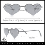 Womens Hippie Bubbly Heart Shape Half Rim Metal Lolita Sunglasses