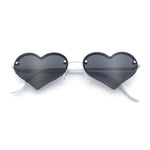 Womens Hippie Bubbly Heart Shape Half Rim Metal Lolita Sunglasses