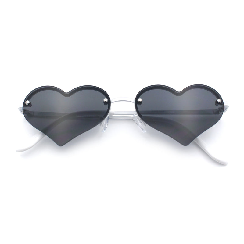 Womens Hippie Bubbly Heart Shape Half Rim Metal Lolita Sunglasses