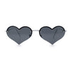Womens Hippie Bubbly Heart Shape Half Rim Metal Lolita Sunglasses
