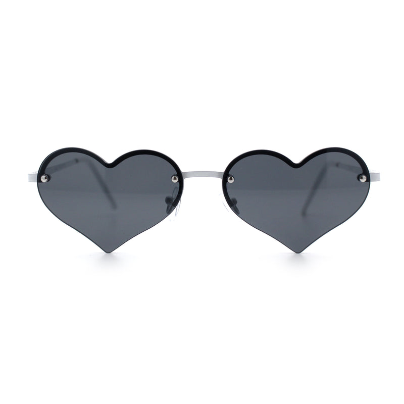 Womens Hippie Bubbly Heart Shape Half Rim Metal Lolita Sunglasses