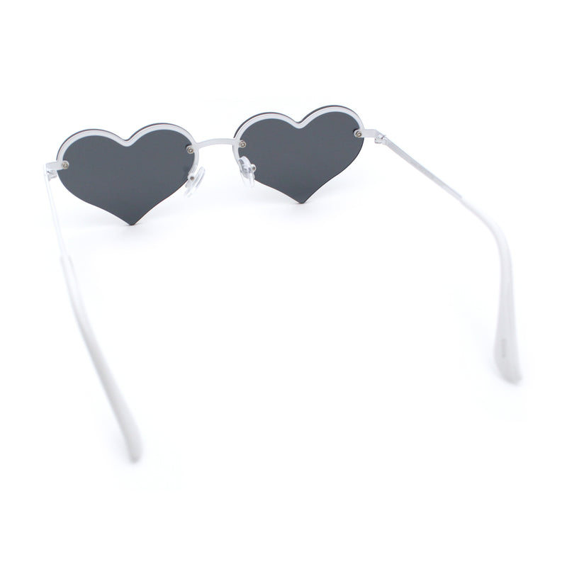 Womens Hippie Bubbly Heart Shape Half Rim Metal Lolita Sunglasses
