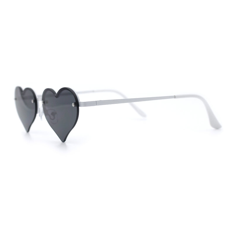 Womens Hippie Bubbly Heart Shape Half Rim Metal Lolita Sunglasses