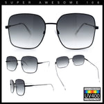 Womens Curved Concave Face Rectangle Oversized Metal Rim Sunglasses