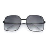 Womens Curved Concave Face Rectangle Oversized Metal Rim Sunglasses
