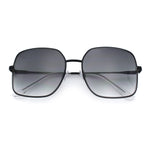 Womens Curved Concave Face Rectangle Oversized Metal Rim Sunglasses
